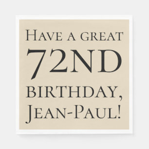 Plain 72nd Birthday Paper Napkins