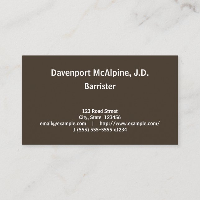 Plain and Basic Professional Lawyer Business Card (Front)