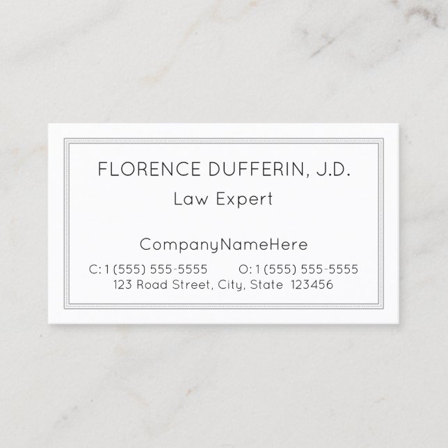 Plain and Basic Professional Lawyer Business Card (Front)