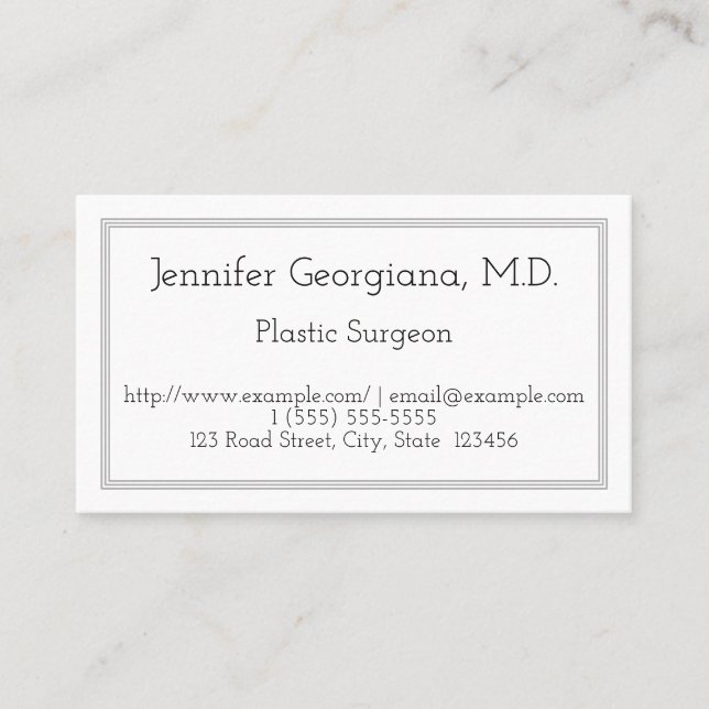 Plain and Elegant Plastic Surgeon Business Card (Front)