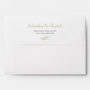 Plain and Simple White and Gold Classic Wedding Envelope