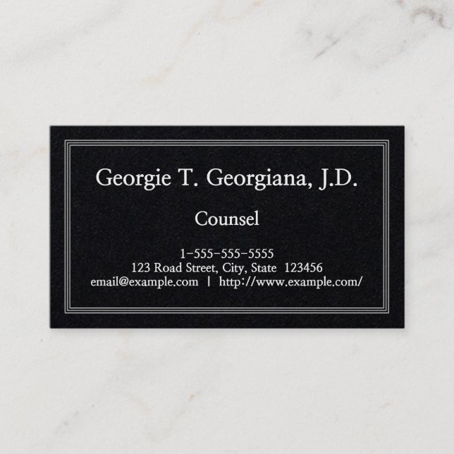 Plain and Understated Counsel Business Card (Front)