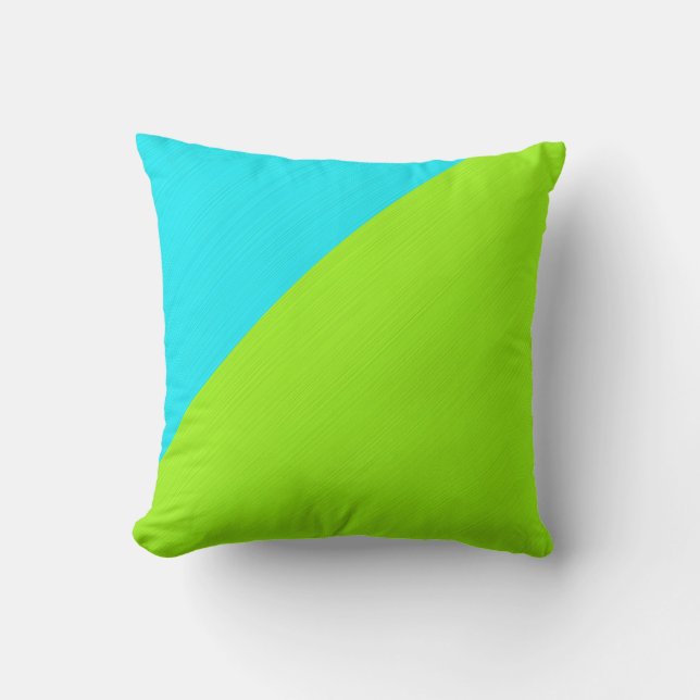 Plain aqua (cyan) and lime background cushion (Front)