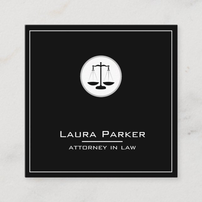 Plain Attorney Law Profession Classic Scale Simple Square Business Card (Front)