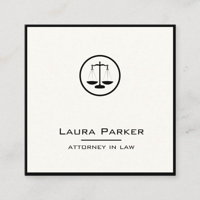 Plain Attorney Law Profession Classic Scale Simple Square Business Card (Front)