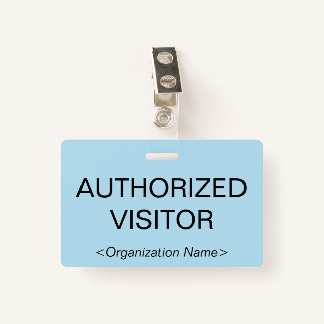 Plain "AUTHORIZED VISITOR" Badge ID Badge (Front with Clip)