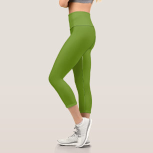 Plain Avocado Green Capri Leggings