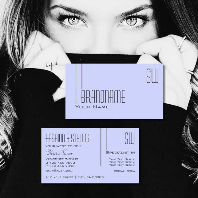 Plain Baby Blue with Initials Professional Simple Business Card (Creator Uploaded)