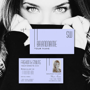 Plain Baby Blue with Monogram and Photo Simple Business Card