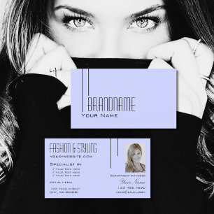 Plain Baby Blue with Photo Professional and Simple Business Card