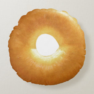Plain Bagel Round Throw Pillow