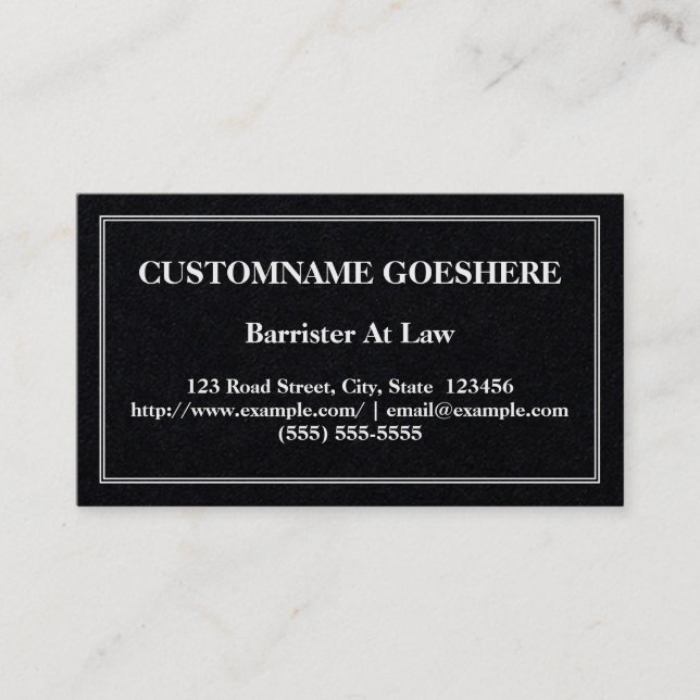 Plain Barrister At Law Business Card (Front)