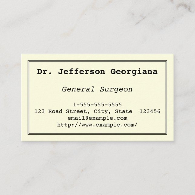 Plain & Basic General Surgeon Business Card (Front)