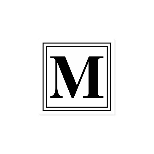 Plain Basic Monogram Initial Rubber Stamp (Imprint)