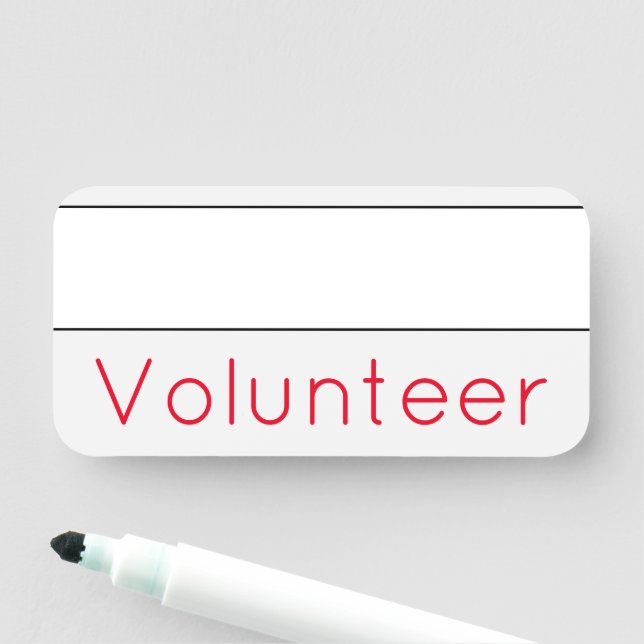Plain, Basic "Volunteer" Name Tag (In Situ)