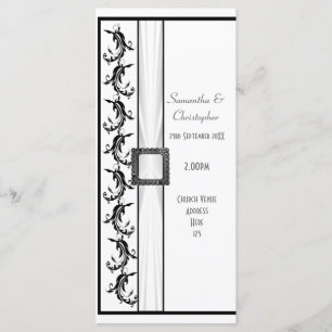 Plain black and white church wedding program programme