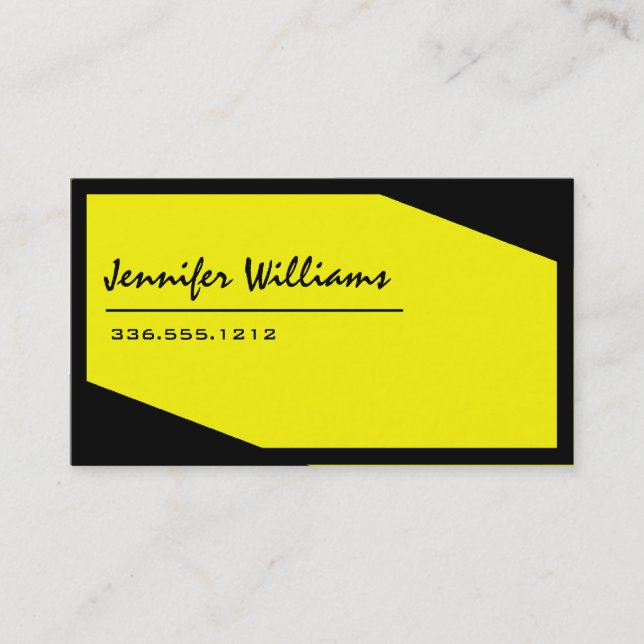 Plain Black and Yellow Minimalist Business Card (Front)