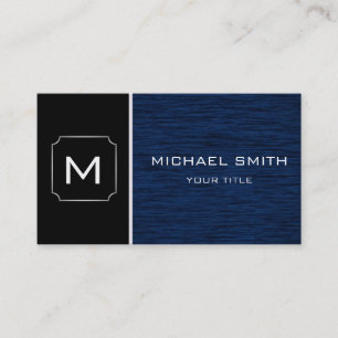 Plain Black & Blue Wood Grain Professional Modern Business Card