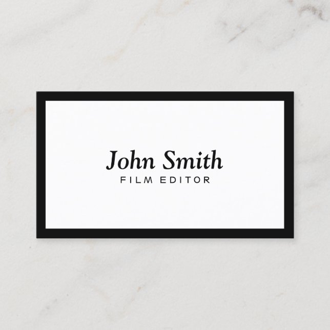 Plain Black Border Film Editor Business Card (Front)