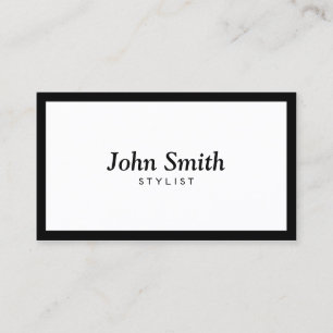 Plain Black Border Hair Stylist Business Card