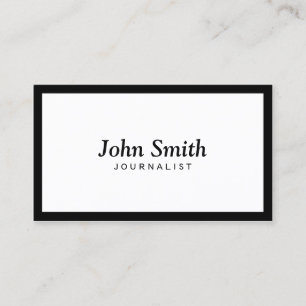 Plain Black Border Journalist Business Card