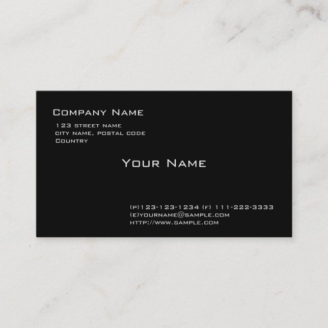 Plain black business card (Front)