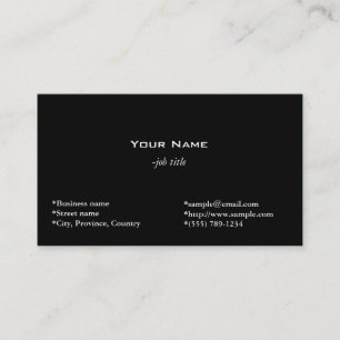 plain, black business card
