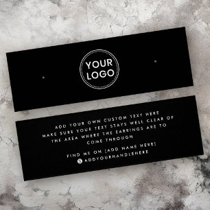 Plain black custom logo stud earring display card