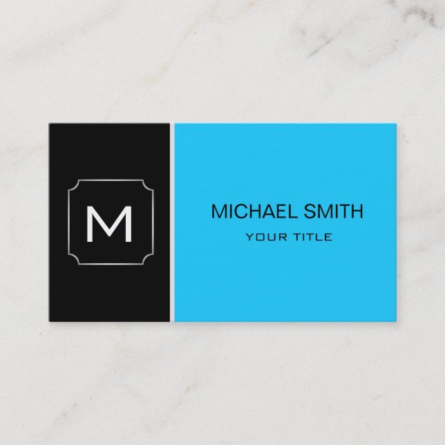 Plain Black & Cyan Professional Modern Business Card (Front)