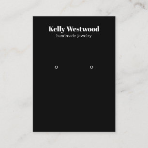 PLAIN BLACK EARRING DISPLAY BACK LOGO SOCIAL ICONS BUSINESS CARD