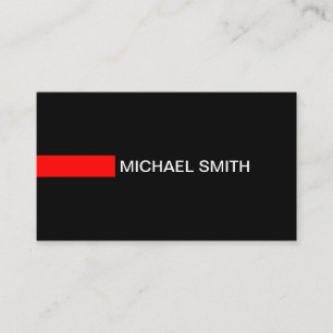 Plain Black Elegant Modern Red Business Card