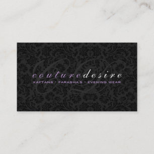 Plain Black Floral Damasks Design Business Card