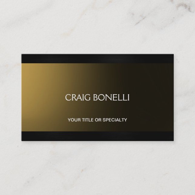 Plain Black Gold Look Business Card (Front)