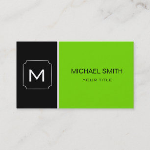 Plain Black & Green Professional Modern Business Card