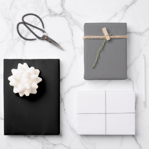 Plain Black, Grey and White Wrapping Paper Sheets