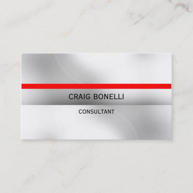 Plain Black Grey Red White Stripe Business Card (Front)