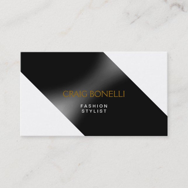Plain Black Grey White Stripe Business Card (Front)