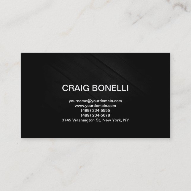 Plain Black Grey White Stripe Business Card (Front)