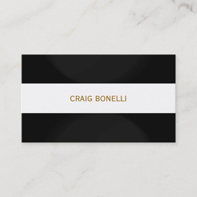 Plain Black Grey White Stripe Business Card (Front)