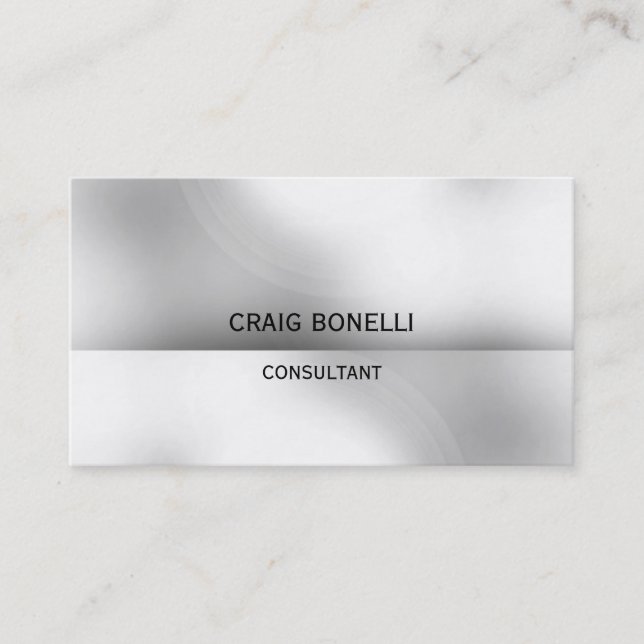Plain Black Grey White Stripe Business Card (Front)