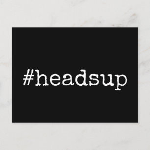 Plain Black Hashtag Headsup Postponed Wedding Postcard