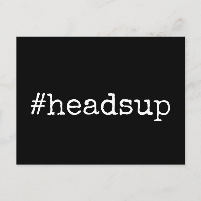 Plain Black Hashtag Headsup Postponed Wedding Postcard (Front)