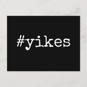 Plain Black Hashtag Yikes Postponed Wedding Postcard