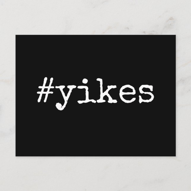 Plain Black Hashtag Yikes Postponed Wedding Postcard (Front)