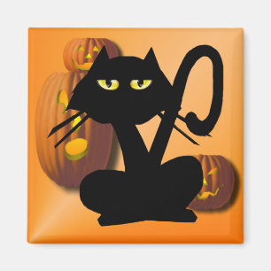 Plain Black Kitty Halloween Magnet