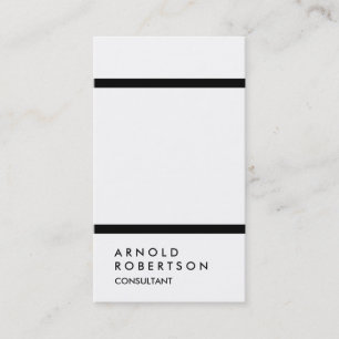Plain Black Lines White Consultant Business Card