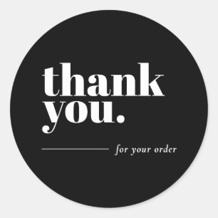 Plain Black Minimal Thank You Business Sticker 
