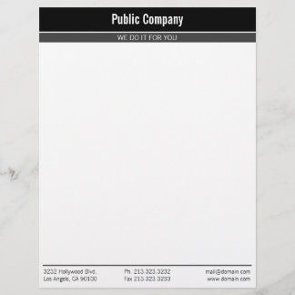 Plain Black Modern Elegant Professional Personalised Letterhead