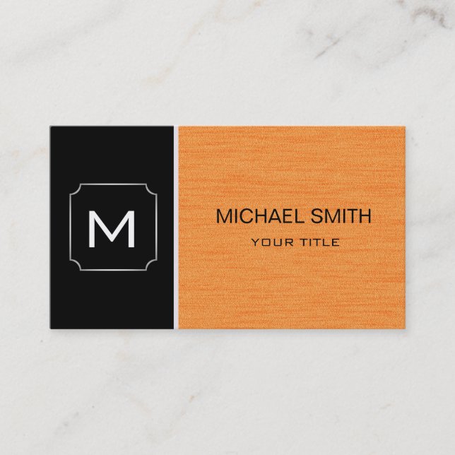 Plain Black & Orange Professional Modern Business Card (Front)