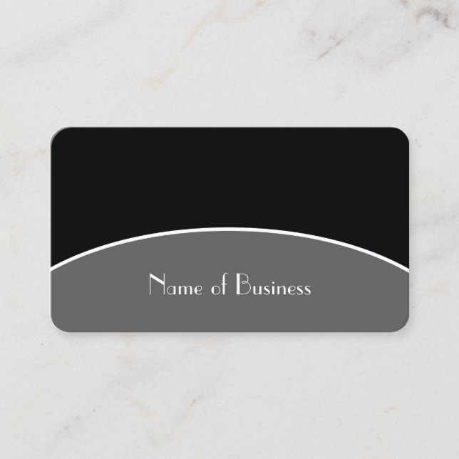 Plain Black Professional Contact With Modern Curve Business Card (Front)